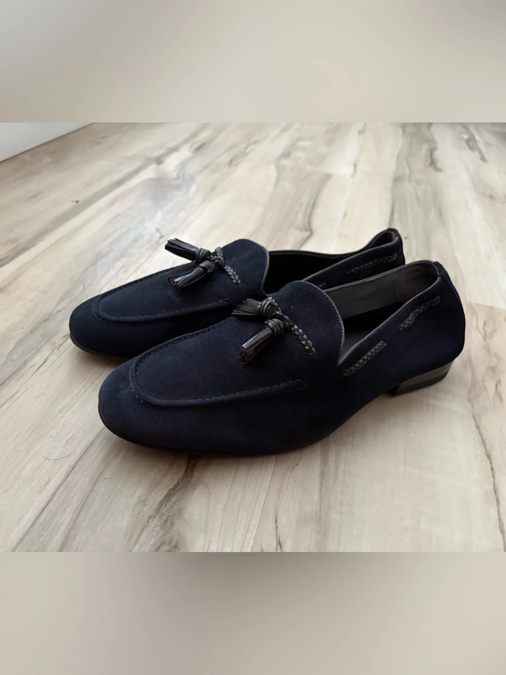 Zara Navy Suede Tassel Loafers for Men